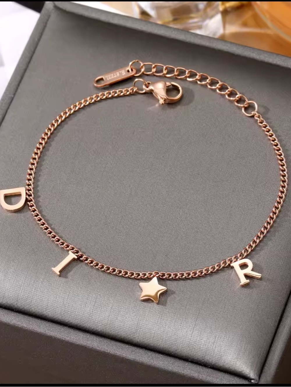 & Other Stories Rose Gold Letter and Star Charm Bracelet